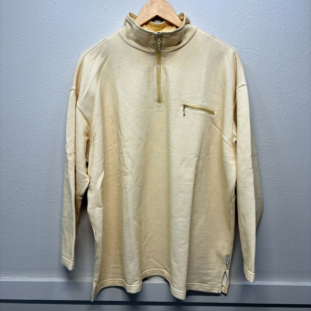 VTG NWT NY & Co Yellow Quarter Zip Textured Pullover Sweater Sz XL